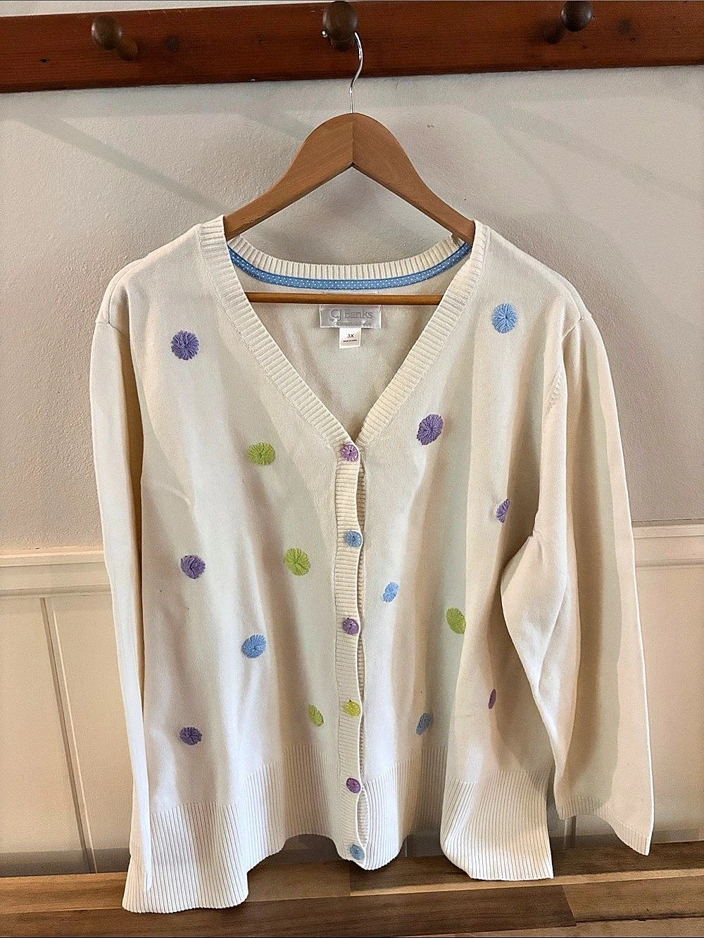 CJ Banks Polka Dot Cotton Cardigan Size 3X Like New